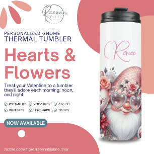 Persoonlijke Harten & Bloemen Gnome Thermosbeker