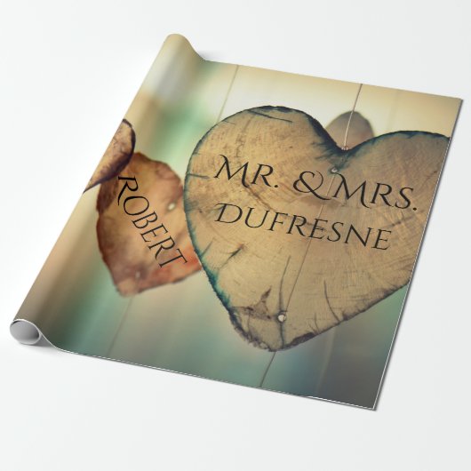 Persoonlijke harten bruiloft/Jubileum Cadeaupapier (Uitgerold)