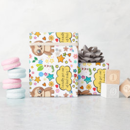 Persoonlijke harten Floral Baby shower Party Cadeaupapier