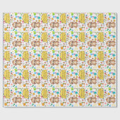 Persoonlijke harten Floral Baby shower Party Cadeaupapier (Vlak)