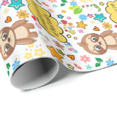 Persoonlijke harten Floral Baby shower Party Cadeaupapier (Rol Hoek)