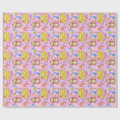 Persoonlijke harten Floral Baby shower Party Cadeaupapier (Vlak)