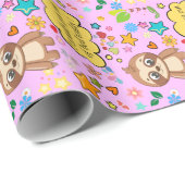 Persoonlijke harten Floral Baby shower Party Cadeaupapier (Rol Hoek)