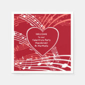 Persoonlijke Harten Muziek Valentijn Feest Papier Servet (Voorkant)