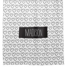 Persoonlijke hartendouche: gordijn-zwart en wit