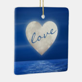 Persoonlijke hartenmoonliefde Onze eerste Kerstmis Keramisch Ornament (Rechts)