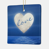 Persoonlijke hartenmoonliefde Onze eerste Kerstmis Keramisch Ornament (Links)