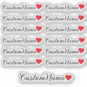 Persoonlijke hartgastenlijst – 12 aangepaste namen sticker (Voorkant)