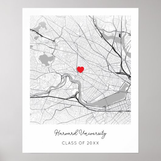 Persoonlijke Harvard University Plattegrond Poster (Voorkant)