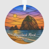 Persoonlijke Haystack Rock Acryl Ornament, op maat Ornament (achterkant)