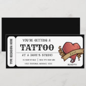 Persoonlijke Heart Tattoo Ticket Cadeaubewijs Kaart (Voorkant / Achterkant)