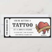 Persoonlijke Heart Tattoo Ticket Cadeaubewijs Kaart (Voorkant)