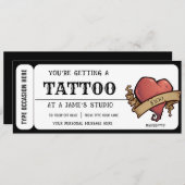 Persoonlijke Heart Tattoo Ticket Cadeaubon Kaart (Voorkant / Achterkant)