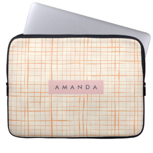 Persoonlijke Hedendaagse Perzik Lijnkunst Laptop Sleeve