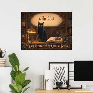 Persoonlijke Heks Kat en Boeken Gezellige Biblioth Poster