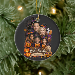 Persoonlijke Heksenhoed Halloween Familie Op Maa Keramisch Ornament