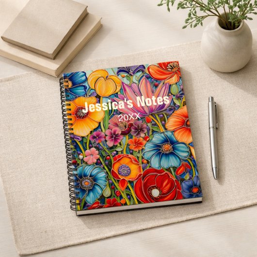 Persoonlijke heldere bloem met naam notitieboek