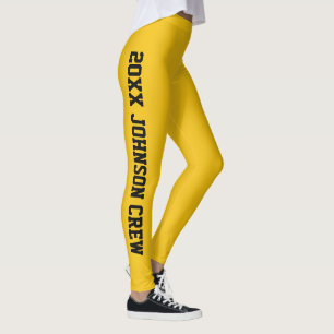 Persoonlijke heldere goudsbloemgele familiereünie leggings
