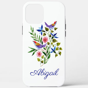 Persoonlijke heldere kleurrijke vogels en bloemen Case-Mate iPhone case