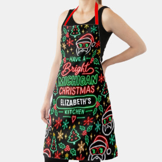Persoonlijke heldere Michigan Kerstkeuken Schort