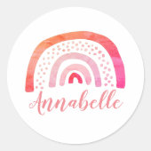 Persoonlijke heldere regenboognaamsticker ronde sticker (Voorkant)