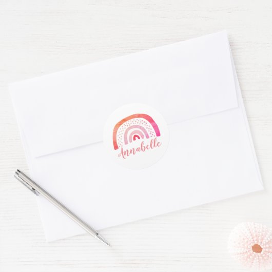 Persoonlijke heldere regenboognaamsticker ronde sticker (Envelop)