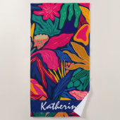 Persoonlijke heldere tropische kleurrijke bloemstu strandlaken (Voorkant)