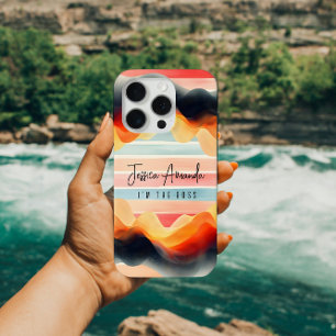Persoonlijke heldere waterverf kleurrijke streep iPhone 15 pro case
