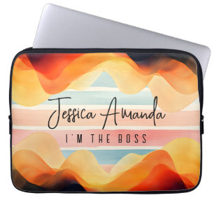 Persoonlijke heldere waterverf kleurrijke streep laptop sleeve