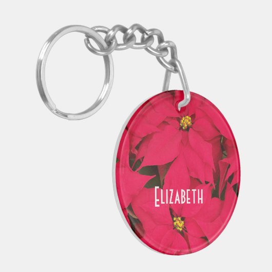 Persoonlijke helderrode kerstpuntenpagina's sleutelhanger (Voorkant Links)