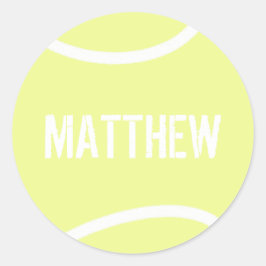 Persoonlijke helgele tennisbal ronde sticker
