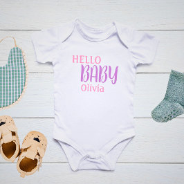 Persoonlijke Hello Baby Roze   Romper