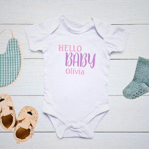 Persoonlijke Hello Baby Roze Romper
