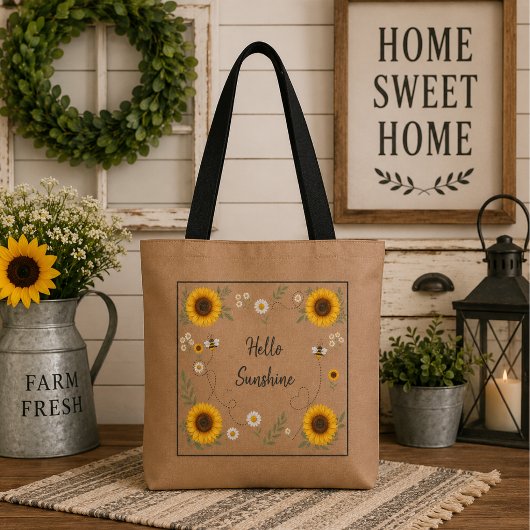 Persoonlijke Hello Sunshine Zonnebloem Tote Bag