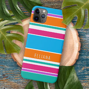 Persoonlijke Hemelblauwe Roze Oranje Streep Case-Mate iPhone Case
