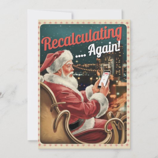 Persoonlijke Herberekende Kerstman Grappige Vintag Feestdagenkaart (Voorkant)