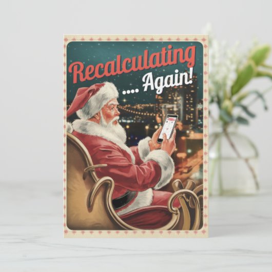 Persoonlijke Herberekende Kerstman Grappige Vintag Feestdagenkaart (Staand voorkant)