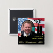 Persoonlijke herdenking 911 Jubileum Pin Vierkante Button 5,1 Cm (Voorkant /achterkant)