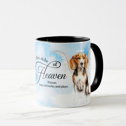 Persoonlijke Herdenking Beagle Engel Hond in de He Mok (Voorkant rechts)