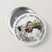 Persoonlijke herdenking foto & citaat  ronde button 7,6 cm (Voorkant /achterkant)