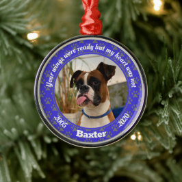 Persoonlijke herdenkingsblauwe pagina van Dog Metalen Ornament