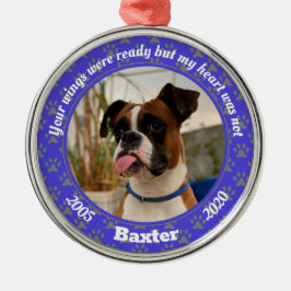 Persoonlijke herdenkingsblauwe pagina van Dog Metalen Ornament