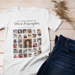 Persoonlijke herdenkingscollage met 33 foto's t-shirt