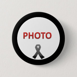 Persoonlijke herdenkingsfoto ronde button 5,7 cm