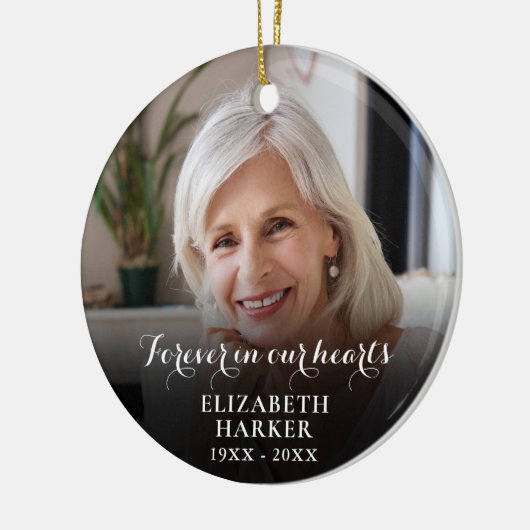 Persoonlijke herdenkingsfoto voor altijd in ons ha keramisch ornament (Links)