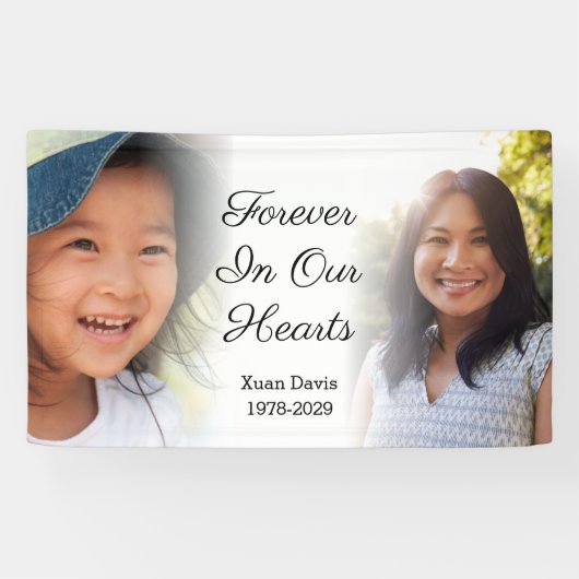 Persoonlijke herdenkingsfoto voor altijd in ons ha spandoek (Horizontaal)