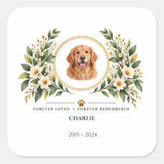 Persoonlijke herdenkingskaars voor huisdieren, aan vierkante sticker