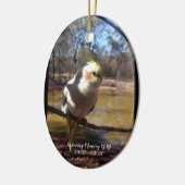 Persoonlijke herdenkingskerst van Cute Cockatiel Keramisch Ornament (Links)