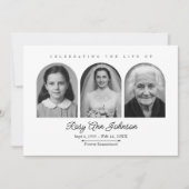 Persoonlijke herdenkingsuitnodiging met 3 foto's kaart (Voorkant)