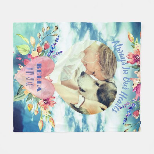 Persoonlijke herdenkingsviering leven fleece deken (Voorkant (Horizontaal))